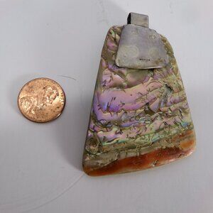 Handmade Large Artisan Abalone clasped w/ Sterling Silver .925 Pendant V volvo04
